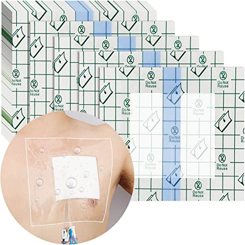 Waterproof Dialysis Catheter Shower Cover PD Catheter Shower Protector Shields with Non-Stick Center Pad for Peritoneal Dialysis Accessories Port Chest Central Line 8"x8" Pack of 25 - size: 8 x 8" with Island Dressing (Pack of 25)