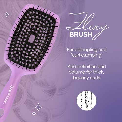 Curl Keeper Flexy Hair Brush, Purple - Detangling Hair Brush with Flexible Bristles for Shower Use, Combing Through Curls & Removing Tangles - Lightweight Hair Accessories for All Hair Type - color: Purple
