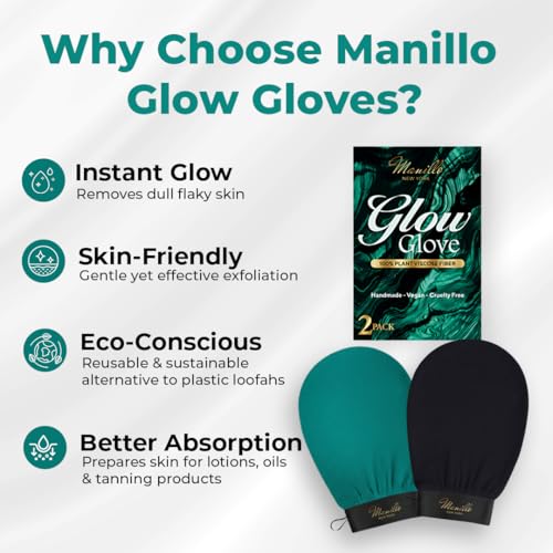 Manillo exfoliating Glove Exfoliating Mitt for Body (2pc) – 100% Vegan Viscose Traditional Body Scrub Glove Kessa Korean Washcloth – Body Exfoliator for Self-Tan Removal & Keratosis Pilaris