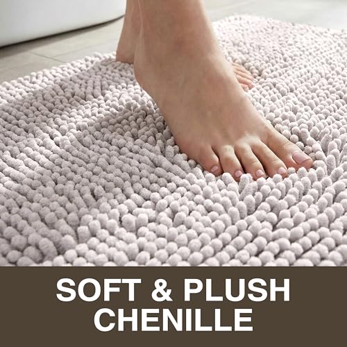 Neater Home Plush Bathroom Rugs 30x20 Thick Chenille Quick Dry Microfiber Absorbent Bath Mat, Soft Bath Rugs, Machine Washable Bathroom Floor Mat for Tub Shower Sink, Home Decor Accessories, Gray - color: Grey, size: 30" x 20"