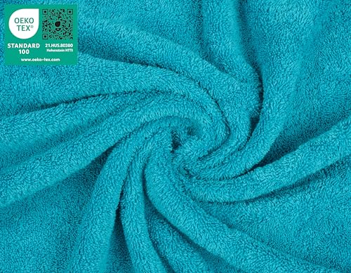 American Soft Linen 100% Cotton Luxury Turkish Towels, 4 PC Washcloth Set | Soft Absorbent Quick Dry OEKO Tex Standard 100 Certificated Durable Machine Washable Breathable Premium Hotel Quality - color: Aqua Blue, size: 4 PC (13"x13")