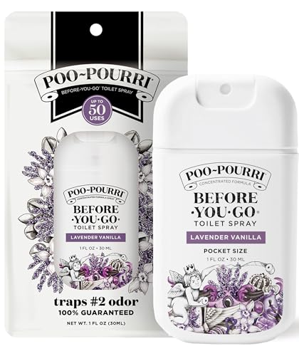 Poo-Pourri Before-You-Go Pocket Toilet Spray, Travel Essentials, Lavender Vanilla, 1 Fl Oz, Up to 50 Uses, On-The-Go Bathroom Odor Deodorizer with Essential Oils, TSA Approved Size - size: 1 Fl Oz (Pack of 1)