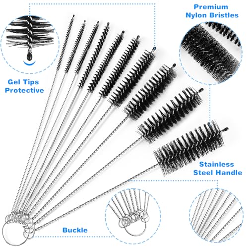 Ixiaoyoo 11 Pcs Cleaning Brushes Set, 8 Inch + 60 Inch Cleaner Brushes | Black Nylon Brushes Kit for Bottles, Tumbler, Sippy Cups, Pet Waterers, Drinking Straws, Pipes, Sink Drain, Fish Tank, Hose - color: Black Cleaning Brush Set