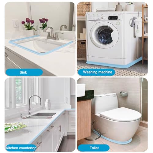 Shower Threshold Water Dam Barrier, Self Adhesive Silicone Waterproof Barrier Bathroom and Kitchen Shower Water Guard for Dry and Wet Separation Caulk Seal Strip Edge Trim (39Inch, White) - color: White, style: 39Inch
