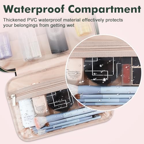 Wedama Toiletry Bag for Women, Medium Cosmetic Travel Bag, Hanging Toiletry Bag for Bathroom, Thickened PVC Waterproof Makeup Bag, Toiletries Bag for Travel Business Trips and Camping, Dark Green - color: Dark Green, size: Medium, style: Minimalist