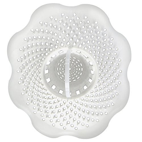 Danco Bathtub Drain Hair Catcher with in-Drain Basket and Strainer Pegs, fits 1.8″ Tub Drains, Protects Drains from Clogs, White, (10306) - size: 1-Pack In-Drain