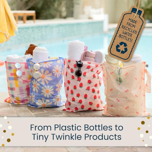 Tiny Twinkle Mess Proof Wet Bags | 2-Pack Reusable Waterproof Wet Bags for Swimsuits | Baby Clothes | Travel & Diaper Bag (Cherry Coquette,Strawberries) - color: Cherry Coquette,Strawberries, size: 2 Pack