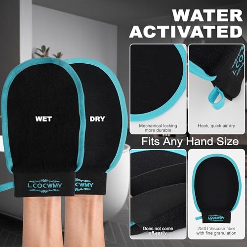 Exfoliating Gloves, (4pcs) Durable Body Scrub, Dead Skin Remover & Body Scrubber Exfoliator, Body Exfoliating Gloves for Shower, washcloth exfoliating, exfoliating Glove for Smooth Skin