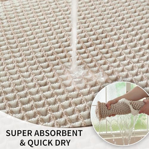 Waffle Bath Mat - Super Water Absorbing Bath Mat Quick Dry, Bathroom Rugs Non Slip Washable, Rubber Backed Bathroom Mat for Bathroom Floor, Tub and Shower, 24" x 72", Brown & White - color: Brown & White, size: 24" x 72"