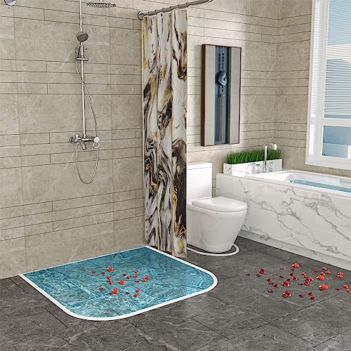 78 Inch Shower Threshold Water Dam Collapsible Arch Shaped 0.47" Tall White Shower Stopper Barrier and Stop Water Keep Dry and Wet Separation Suitable for Bathroom and Kitchen - color: Arch - 0.47" H - White