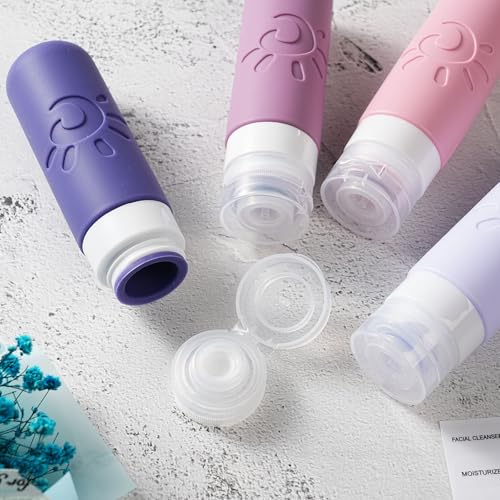 Zafit Travel Bottles for Toiletries, TSA Approved Travel Containers 3oz Leak Proof Travel Tubs Refillable Liquid Travel Accessories for Shampoo Conditioner Lotion Body Wash(Multicolored I) - color: Multicolored I