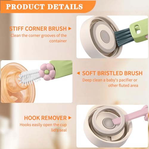 3 in 1 Cup Lid Gap Cleaning Brush Set, Multifunctional Insulation Bottle Cleaning Brush, Mutipurpose Portable Cup Lid Gap Cleaner, Home Kitchen Crevice Brush Cleaning Tools
