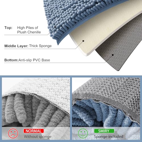 Smiry Luxury Chenille Toilet Rugs U-Shaped 20x20, Soft Absorbent Non-Slip Contour Bathroom Rugs for Toilet, Machine Washable Contoured Bath Mats, Grayish Blue - color: Grayish Blue, size: 20" X 20" Contour Rug