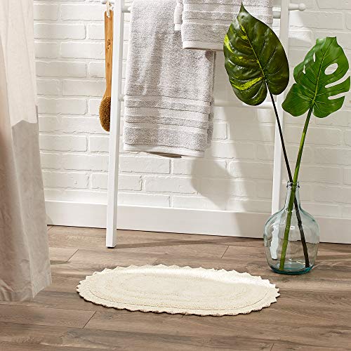 DII Crochet Collection Reversible Bath Mat, Small Oval, 17x24, Off-White - color: Off White, size: 1'5" x 2' (Oval)