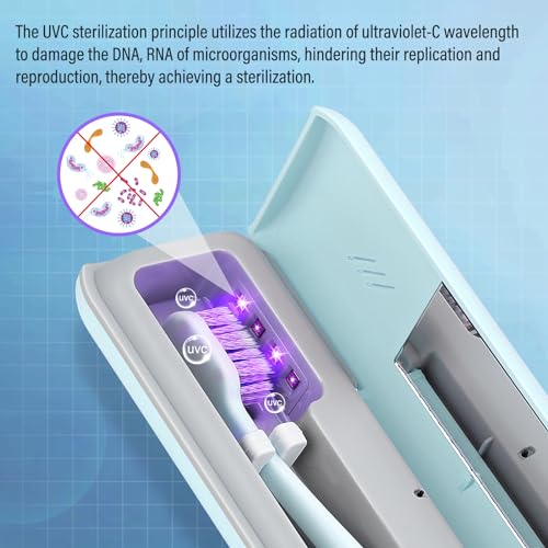 YourMate UVC Toothbrush Case Travel Toothbrush Covers Case for Houshold and Traveling Power by AA Battery or USB-C Blue - color: Blue
