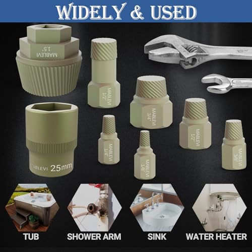 MABLEVI 1.5" Tub Drain Extractor, 8PCS Pipe Nipple Extractors Set with 1-inch Socket, Remove The Old, Broken, Stubborn, Rusted Drain Tub Bathtub Stopper, Plumbing Tools with Solid Storage Case - size: 8-Piece