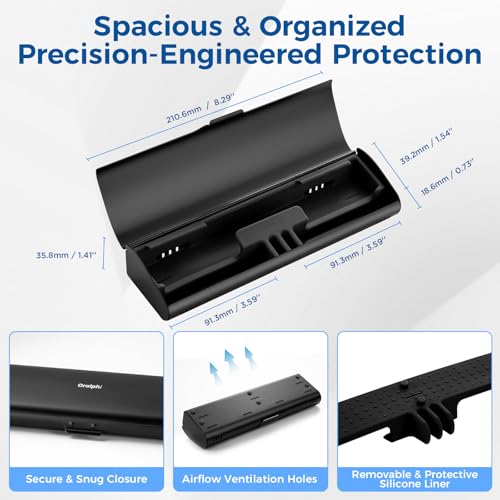 Aluminum Electric Toothbrush Travel Case, 2 in 1 Travel Toothbrush Holder for Oral B/Oral-B Pro 1000 1500 5000 and Most Electric Toothbrush for Traveling, Removable Silicone Liner-Black - color: Black
