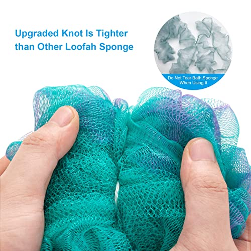 AmazerBath Shower Sponge Loofah Back Scrubber, PE Soft Mesh Loofah Body Scrubber with Long Wooden Handle, Bath Sponge for Men Women (Green) - style: Green