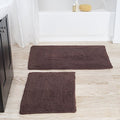 Bathroom Rugs - 2-Piece Cotton Bathroom Mat Set - Machine Washable Bath Mats for Washroom, Kitchen, or Laundry Room by Lavish Home (Chocolate) - color: Brown