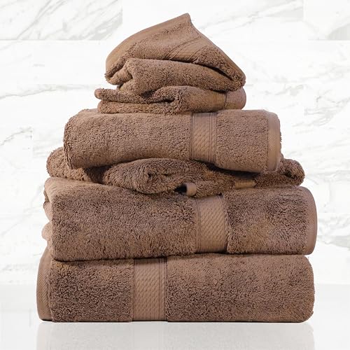 SUPERIOR Egyptian Cotton Ultra Plush & Absorbent, 6 Piece Set, Chocolate | Quick Dry, Soft Luxury Towel Set, Bath Essentials, Guest Bath, Spa, 2 Bath, 2 Hand, 2 Face Towels, Madeline Towels - color: Chocolate, size: 6-Piece Towel Set