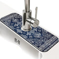 Kitchen Sink Splash Guard，Blue and White Tribal Faucet Mat Sink Gadgets-Super Absorbent Fast Drying Mat Drip Catcher for Kitchen, Bathroom,Sink Mat, Dish Drying Mat, Bathroom(15" X 5.5" )