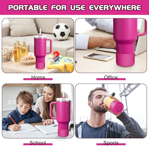 WUQID Silicone Boot Sleeve Compatible with Hydro Flask Travel Tumbler with Handle 32oz&40oz and 12-24oz Hydroflask Bottle & Stanley 20 30 40oz Tumbler, Fit 2.83-2.95in Bottom, Anti-Slip Bottle Cover - color: Fuchsia