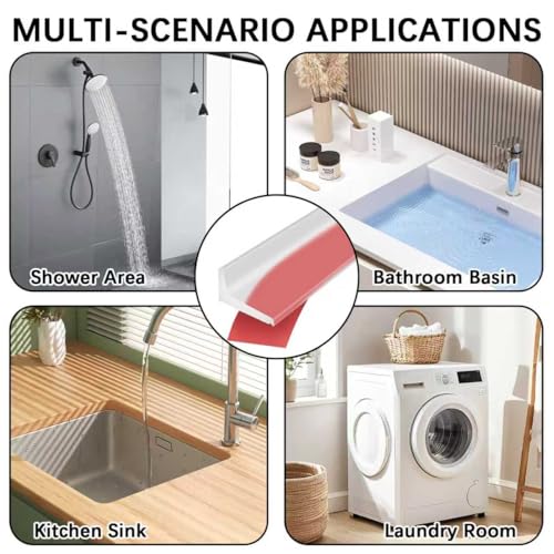 39Inch Shower Door Water Guard, Silicone Shower Threshold Water Dam, Glass Shower Door Seal Strip, Waterproof Bathroom Bottom Seal for Dry Wet Separation, Sink Barrier - style: 39inch