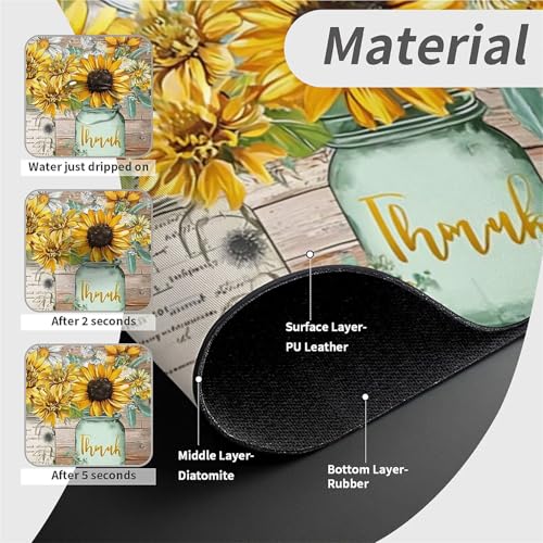 Faucet Fast Absorbent Pad - Sunflowers In Mason Jars , Suitable For Kitchen, Bathroom, Island And Other Scenes - color: Sunflowers in Mason jars