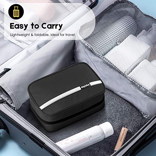 Travel Toiletry Bag for Women, Dopp Kit for Men, Waterproof Makeup Bag Shaving Bag with Hanging Hook, Portable Toiletry Organizer for Traveling and Camping - color: black