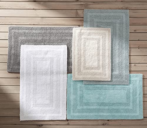 Eddie Bauer - Bathroom Rug, 100% Soft Plush Tufted Cotton Bath Rug, Highly Absorbent, Quick-Dry, and Skid-Resistant Backing (Logan Chrome Grey, 2 Piece) - color: Chrome Grey, style: 2 Piece