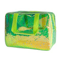 Holographic green Clear Star Large Cosmetic Bag and TPU Travel Pouch with Handle,Durable Material,Zipper Design-Ideal for Makeup,Travel Essentials (Holographic green+stars) - color: Holographic green+stars