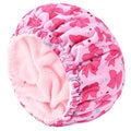 Aileam Pink Bow Shower Cap for Women, Terry Lined Bath Cap Large Reusable Waterproof Shower Hair Cap for Long Thick Hair - color: Bow