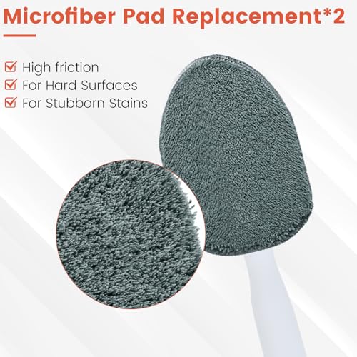 Wlich Scouring Pads Microfiber Cloth Refills 6 Pack, Fit Tub Tile Scrubber Brush Cleaning, Reusable Scouring Scrub Pad and Microfiber Scrub Pads Set for Cleaning Bathroom Kitchen Toilet Tile Sink