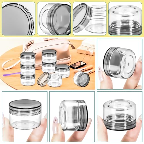 45 Pack 15g Plastic Jars with Lids, 15ml Round Clear Cosmetic Containers Makeup Jars, 0.5oz Travel Size Container Jar with Spatulas for Makeup Sample Lotion Cream Ointment Salve Balm Powder - color: Black, size: 15g