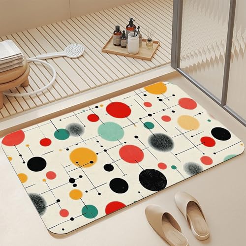Diatomaceous Bathroom Rugs,Mid Century Bathroom Decor,Modern Non Slip Bath Mat,Quick Dry Easy to Clean Care Shower Rug for Home Dorm Low Profile Floor Mat 17 X 29.5 Inch - color: Mid Century