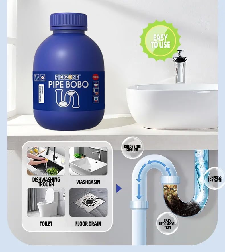 Pipe Bobo Drain Cleaner, Drain Clog Remover, Sink and D-rain Cleaner, Professional Strength Pipe Dredging Formula for Kitchen Sinks, Shower Drains, Tubs, Dissolves Blockages (3Pcs) - size: 3Pcs