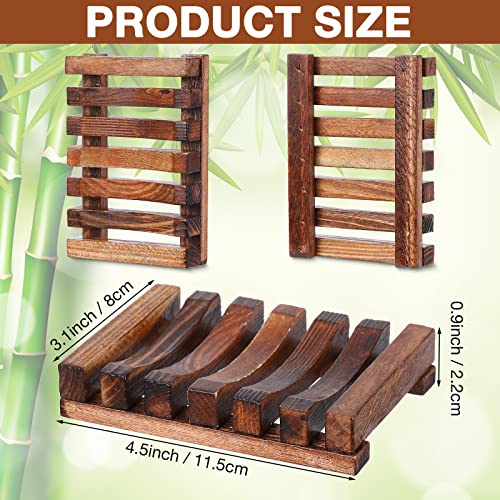 Skylety 50 Pieces Wooden Shower Soap Dish Bulk Soap Holder Savers Draining Tray Case Stand for Bathroom Kitchen Travel Sponge Shampoo Sink, 4.5 x 3.1 x 0.9 Inches (Brown Color) - color: Brown Color