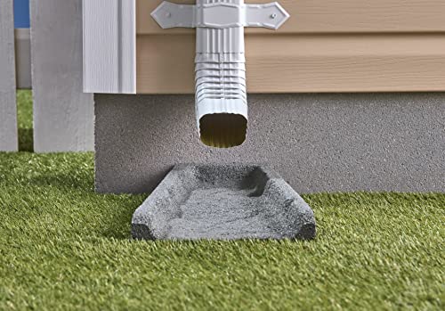 Rubberific Premium Rubber Downspout Splash Block, Rain Guard, Stone Textured Drain Extender (Gray) - color: Gray