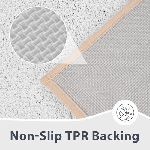 anllugs Bathroom Rugs 30" x 46", Non-Slip Extra Soft Absorbent Bath Rugs, Machine Washable Quick Dry Bath Mats for Bathroom Floor, Shower, Bathtub and Sink, Beige & White - color: Beige & White, size: 30" X 46"