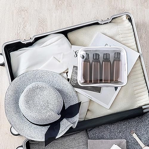 Cosywell Travel Shampoo Bottles 4pcs 3.4oz TSA Approved Travel Size Bottles for Toiletries Leak Proof Empty Lotion Containers with Flip Cap Small Plastic Squeeze Bottle - color: D-3.4oz-Brown-4blank