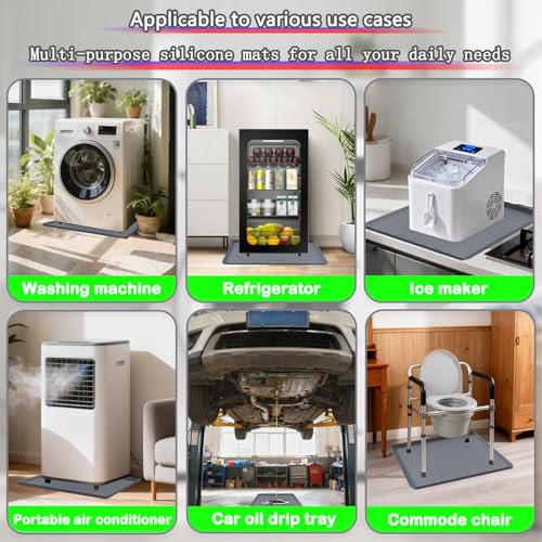 Bedside Commodes Mat, 27''×27'' Bedside Toilet Floor Mat with Raised Edge, Silicone Non-Slip Protective Mat for Under Commode Chair, Toilet Pad Waterproof Floor Protector for Floor Leak Protector
