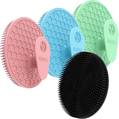 Silicone Body Scrubber 4 Pack, BEAUTAIL Shower Bath Scrubber, Gentle Exfoliating Brush for Women Men Sensitive Skin, More Hygienic Than Traditional Loofah, Long Lasting (Black+Blue+Pink+Green) - color: Black+blue+pink+green