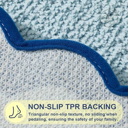 ORTIGIA Small Blue Scalloped Bath Mat, Cute Plush Microfiber Scallop Bathroom Rugs Non Slip Washable Quick Dry Absorbent, Bathmat Carpet for Shower Stall Vanities Kitchen Floor Entrance, 17x24 - color: Blue, size: 1'5" X 2'(rectangular)