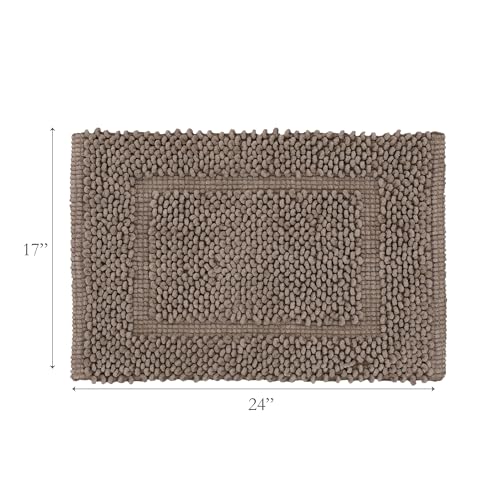 Jean Pierre New York 100% Chenille Cotton Skid Resistant Plush Bath Mat - 17"x24" Bathroom Rug - Brown Cappuccino - color: Brown Cappuccino, size: 1'5" x 2' (Rectangular)