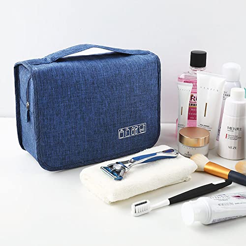 Trawila Large Capacity Travel Hanging Toiletry Bag Cosmetic Bag Makeup Organizers for Men & Women with Sturdy Hook (Blue)