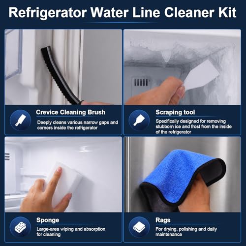 XANGNIER 10 Pcs Refrigerator Water Line Cleaning Kit,Refrigerator Drain Cleaner Tool–53.8Inch Flexible Drain Brush,Syringe,Unclog Fridge&Ice Maker Cleaner Tools for Ice Dispenser,Sink,AC Drain Line - size: 10 pcs
