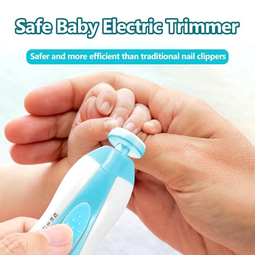 Qunlions life Baby Nail Trimmer Electric, 6 in 1 Rechargeable Baby Nail Clippers Manicure Set Grooming Kit for Toddler Infant or Adults (Blue) - color: Rechargeable-blue