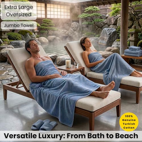 SALBAKOS Luxury 100% Turkish Cotton Bath Sheets 40x80 in Oversized Extra Large Bath Towels | Premium Hotel Quality Thick Soft Absorbent Turkish Towel for Spa Beach (Pack of 1, Blue, Jumbo Bath Sheet) - color: Blue, size: Jumbo Bath Sheet