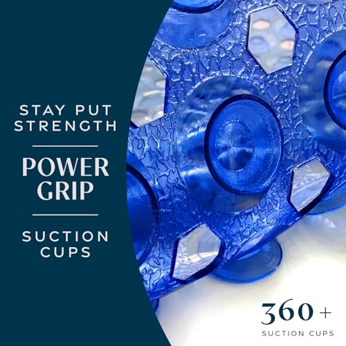 SlipX Solutions Power Grip Bathtub Safety Mat | Precision Grip Technology for Longer, Stronger, & Softer Wet Surface Protection | Clear Blue 39"x16" - color: Clear Blue