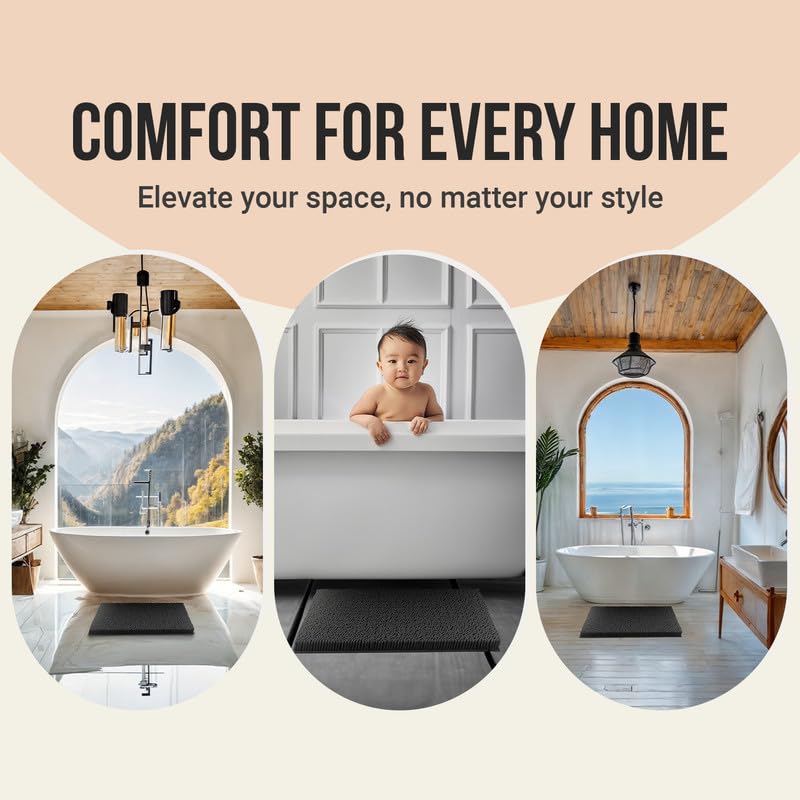 ITSOFT Plush Bathroom Rug 47"" x21, Absorbent Machine Washable Non Slip Chenille Bath Mats, Quick Dry Bathmat, Bath Rugs for Bath, Shower, Bedroom, Door Mat, Charcoal Gray - color: Charcoal Gray, size: 47" x 21" (Rectangular)